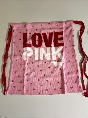 PINK Victoria's Secret Pink Drawstring Backpack with Red Accents
